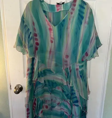 Vintage 90s Yolanda Lorente Hand Painted Dress 100% Silk Size undefined