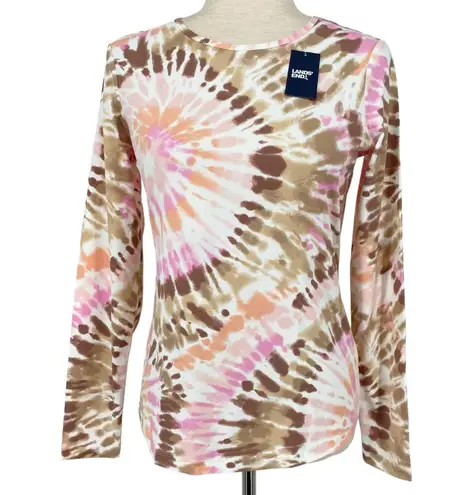 LANDS END NWT Tie Dye Burst Long Sleeve Rashguard Swim T Shirt Size Medium Pink