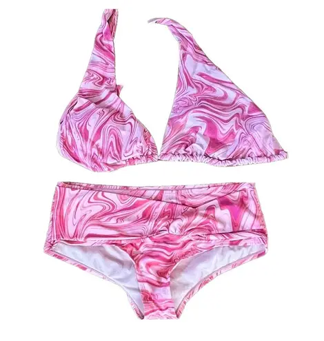 Time and Tru Women’s and Women's Plus Cross Front Convertible Back Swimsuit Top Pink Size 1X - Image 3