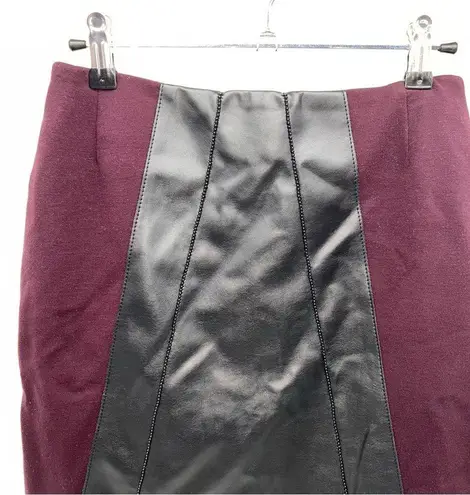 Akris Punto Pencil Skirt in Black Cherry (Purple) w/Vegan Leather Front Panel-4