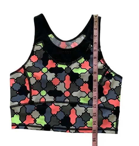 Sweaty Betty  Multicolor Geometric Print Low Impact Athleisure Workout Crop Top