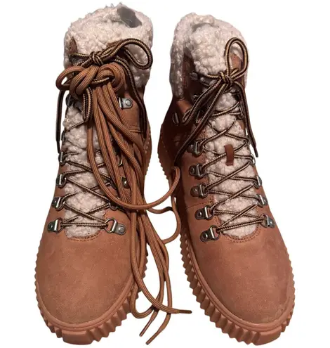 LISA VICKY Tireless V Lace Up Suede Sherpa Booties, Size US Womens 11 New in Box