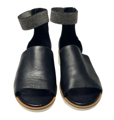 LOGO By Lori Goldstein Logo Lori Goldstein Saffy Leather Ankle Strap Sandals Black Sz 7.5 (37.5)