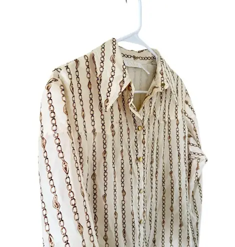 Chloé Silk Chain Print Seedpearl Beige Blouse
