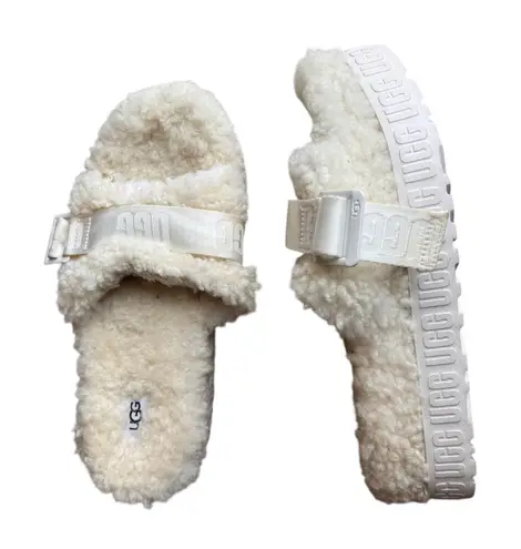 UGG - Fluffita Slide White Shearling Platform Sandals Sz 9