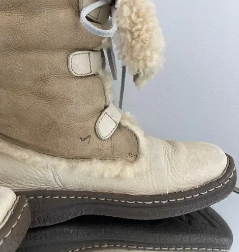 Born concept BORN B.O.C. Creme Tan Leather Shearling Lined Nome Lace Up Winter Snow Boots