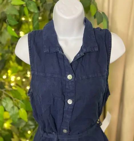 Cloth & Stone  NWT 100% Linen Navy Blue Button Down Dress Size Medium