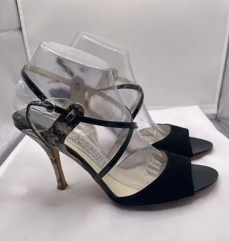 Pancaldi for Diane B Womens Black Suede Snakeskin High Heels Size 10 bin1