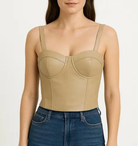 NEW Sincerely Jules cream light tan faux leather bustier