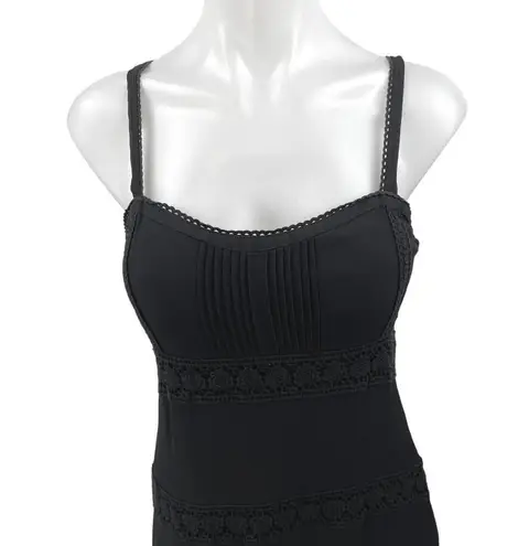 Nicole Miller Artelier Black Floral Lace Sleeveless Camisole Maxi Tank Dress 4