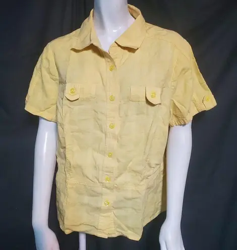 cj banks  Yellow Short Sleeve Button Down Shirt (X)