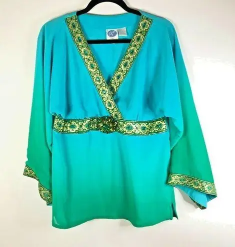 Diane Gilman DG2 Womens Top Kimono Beaded Ombre