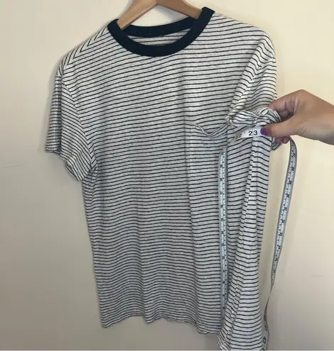 Goodfellow & Co Goodfellow Shirt Women Size Medium White Black Striped Pocket Short Sleeve Tee