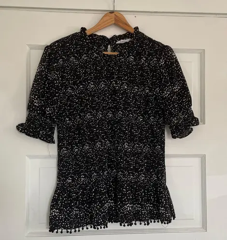 THML Black Peplum Smock Blouse