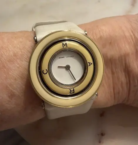 Marc by Marc Jacobs Retro Leather Watch – Rotating Logo Dial - Image 1