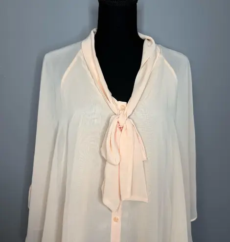 Forever 21 Forever Sheer Button Up Shirt Womens Size Medium Pink Sleeveless Flowy - Image 2