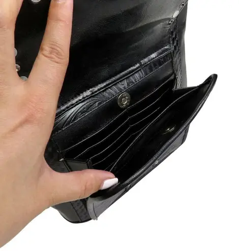 1990s Vintage Black Western Handbag Shoulderbag Silver Accents Retro