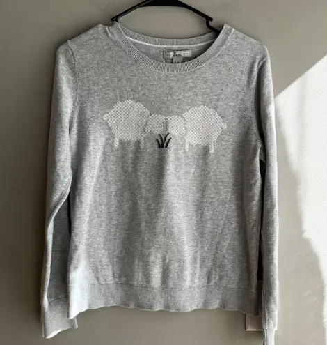 G. H. Bass Sheep Sweater Women's Medium 100% Cotton Classic Cottagecore Gray Size 8