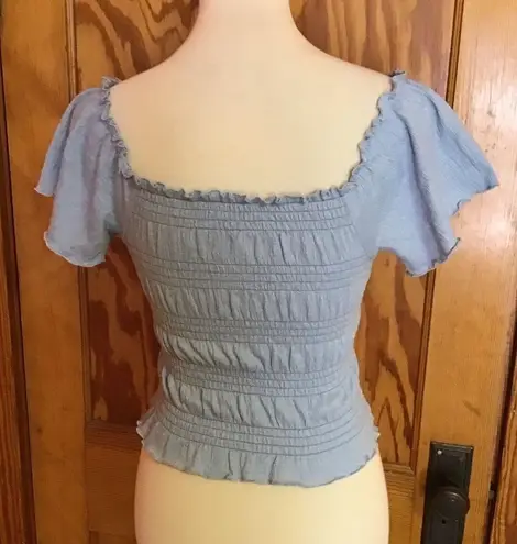 Arizona Jeans Arizona Light Blue Smocked Boho Crop Top