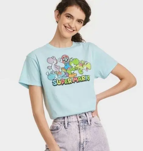 Nintendo 🎉3/$25 🎉Women's Shirt Top Light Blue Super Mario Brothers T-shirt Size XL