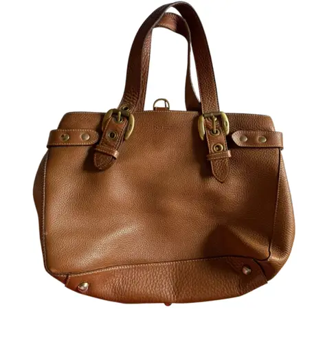 J&M Davidson shoulder tote soft Leather gold hardware Bag purse adjustable Tan