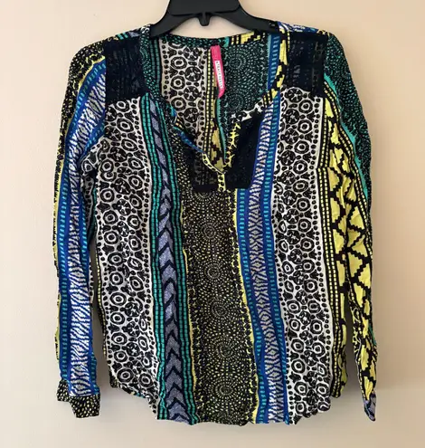 Plenty By Tracy Reese Anthropologie Boho Geometric Print Blouse Women’s Small