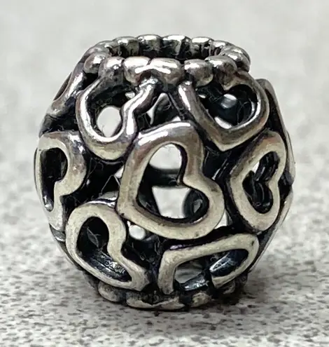 Authentic Pandora 925 Silver Openwork Hearts Bead Charm Jewelry Making