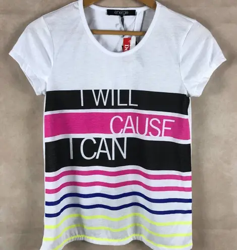 Energie White Semi Sheer Graphic Workout Tee NWT SMALL