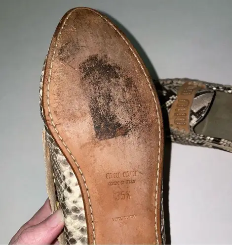 Miu Miu Prada Size 5 Python Flats Snakeskin Slip On Moccasin Pointed Toe Loafers