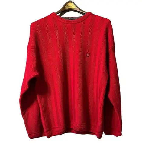 Vintage Chaps Ralph Lauren Sweater Mens Size Large Red Cable Knit Cotton Red