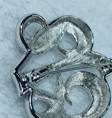 Monet Vintage Geometric Swirl Open Work Weave Silver Tone Jewelry Pin Brooch