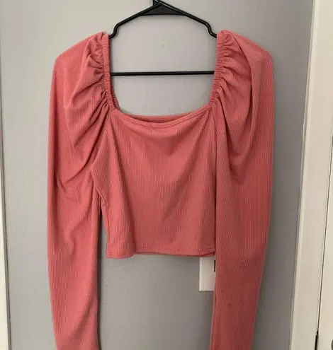 Francesca's Francesca’s Collections Women’s Mi Ami Long Sleeve Pink Crop Shirt