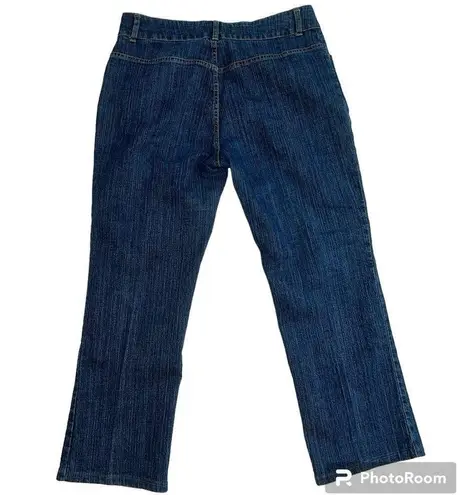 Halston Dark Wash Straight Leg Trouser Jeans PT1437 Size 10 Double Button Blue