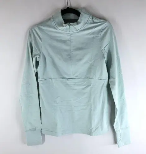 prAna Ice Flow Half Zip Pullover Thumbholes Zip Pocket Frost Blue XS