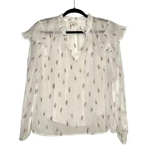 Shoshanna NWT Alisha Metallic Chiffon Long Sleeve Top XS