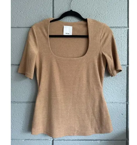 Women's Acler Highfield Scoop Neck Top in Nougat size US 4 Quiet Luxury Brown