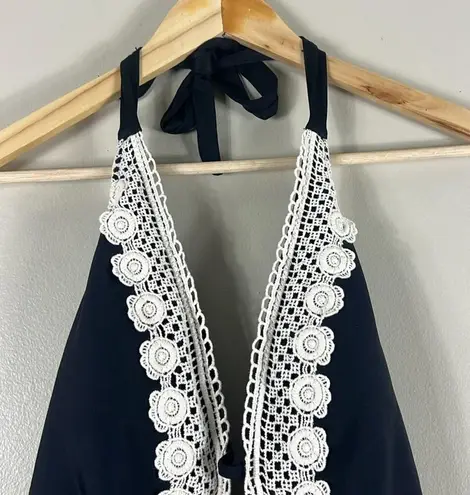 Mossimo NWT Black Crochet Lace One Piece Open Back Swimsuit Size XL