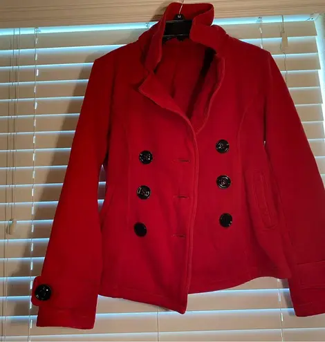 Sebby Vibrant Red Pea Coat