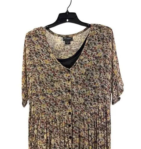 Vintage Nostalgia Prairie Dress Rayon Floral Print Size Medium Short Sleeve