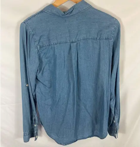 Thread and Supply  Chambray V Neck Long Sleeve Top Size Small