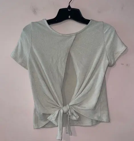 Francesca's Francesca’s Taupe Open Tie Back Crop T Shirt Size XS NWT!