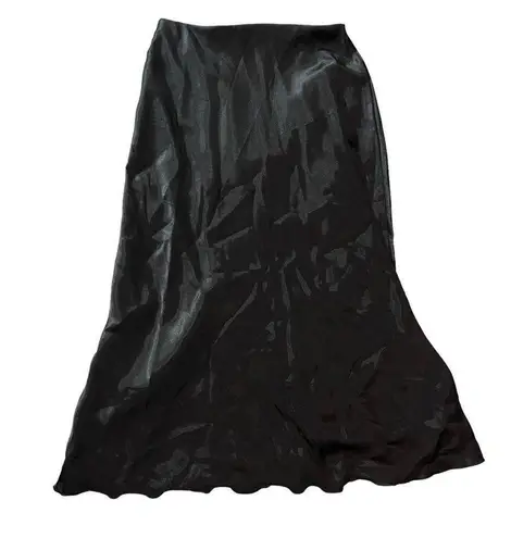 Tiana B NWT .  Women's Black Satin Midi Skirt Size Small