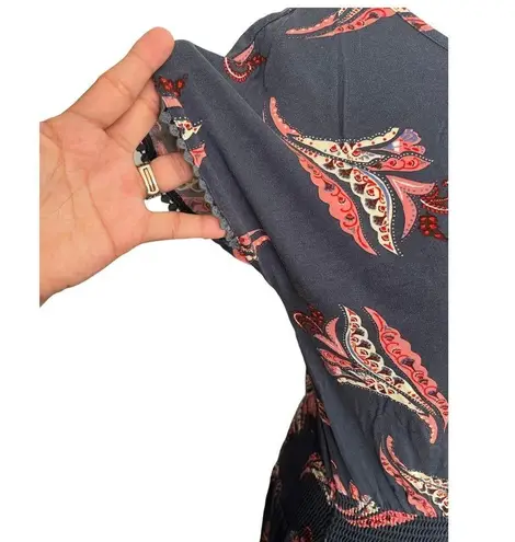 Lascana Ribbon Tie Dress Navy Printed Floral Women Dress Sundress Size 8