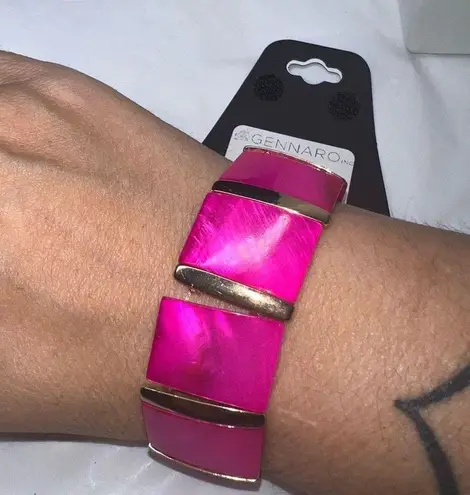 The Bar G by Gennaro Hot Pink Pearlized Stretch Bracelet