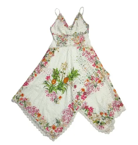 Farm Rio NWT Delicate Forest Scarves Midi in White Floral Eyeler Tank Dress S