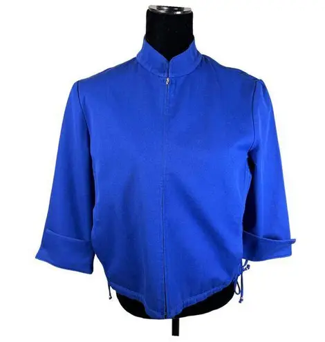 St. John Sport Essentials Royal Blue Full Zip Cropped Drawstring Waist Jacket 6