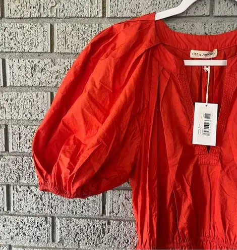 Ulla Johnson NWT Josefina Dress in Nasturtium Orange Puff Sleeve Tiered Pleated