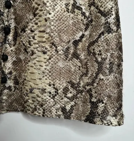 Eva Franco Anthropologie Willow Snake Print Flutter Sleeve Top Size Small Brown