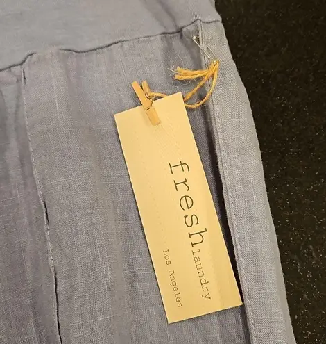 đź’•FRESH LAUNDRYđź’• Linen Foldover Pants ~ 100% Linen Stone Light Blue XL NWT