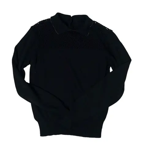 Women's Vintage Black Peter Pan Beaded Collar Long Sleeve Pull Over Blouse Size undefined